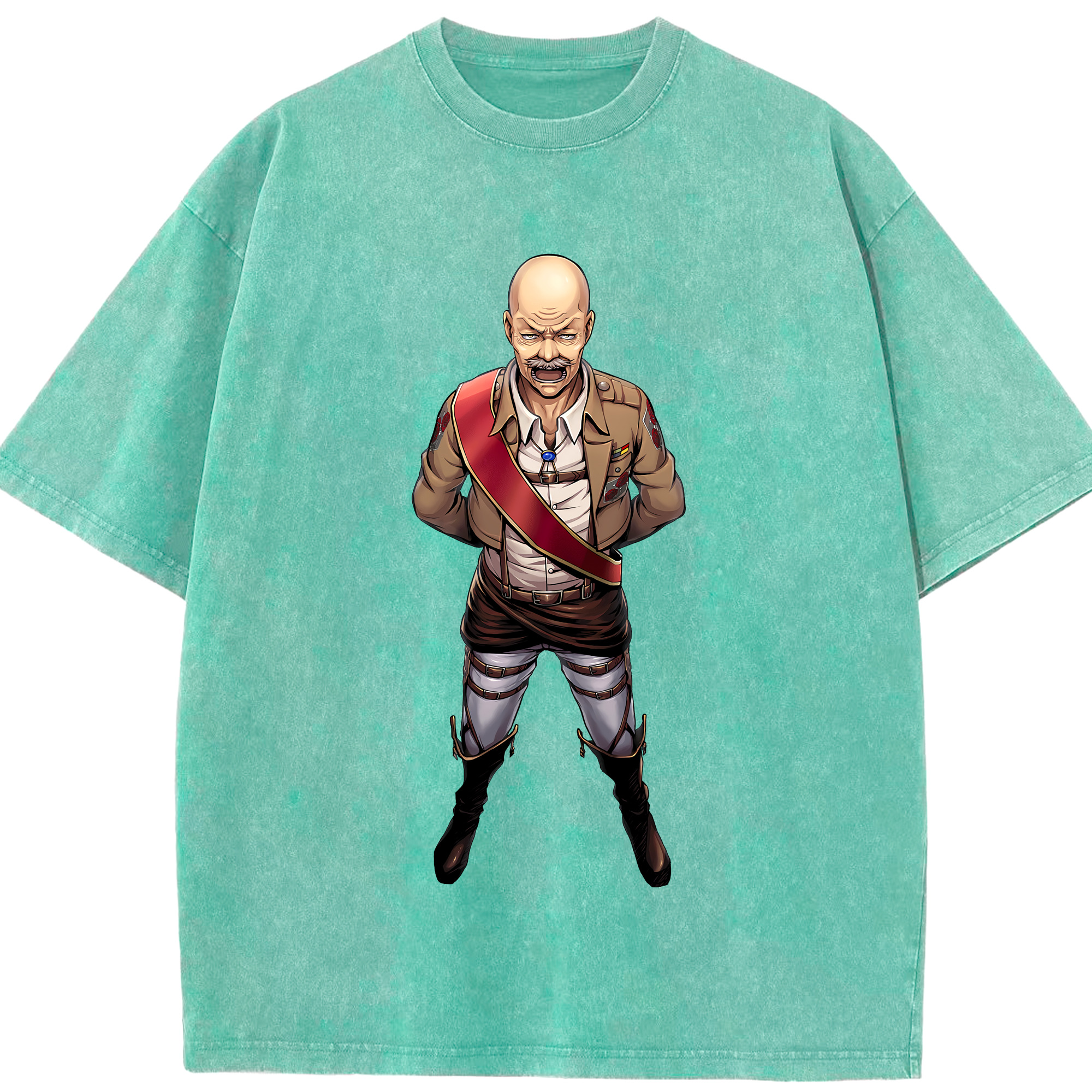 （画像用） 進撃の巨人 ドット·ピクシス Attack on Titan Dot Pixis 綿100% ヴィンテージ風 半袖Tシャツ（フロントプリント）